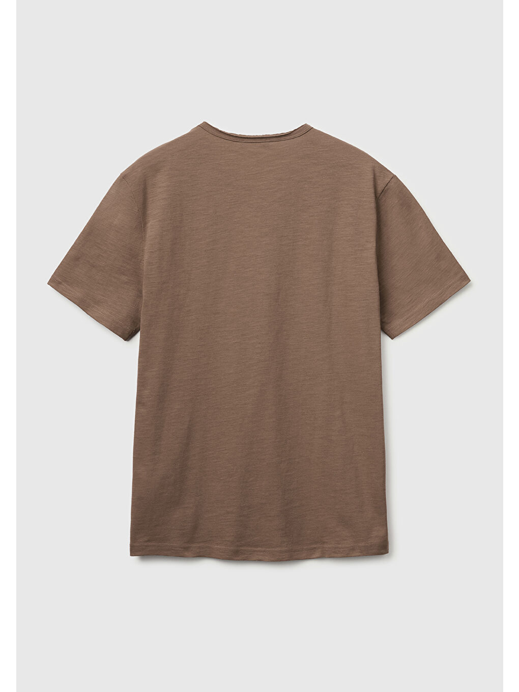 Erkek Kahverengi  %100 Pamuk Regular Fit Bisiklet Yaka T-Shirt-1