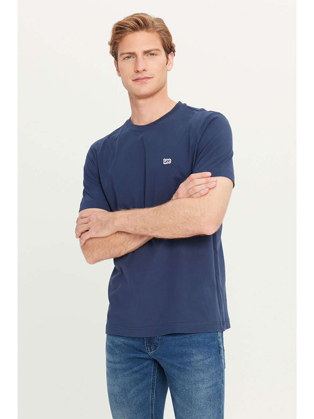 Regular Fit Normal Kesim Bisiklet Yaka Pamuklu Lacivert Tişört