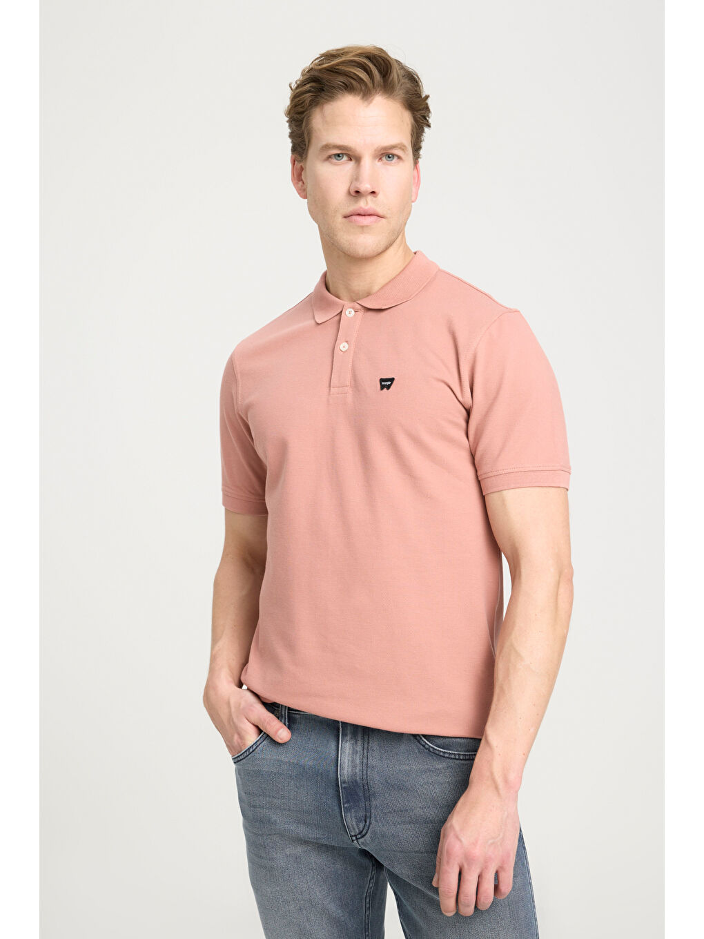 Pembe Regular Fit Normal Kesim Polo Yaka %100 Pamuk Gül Kurusu Tişört