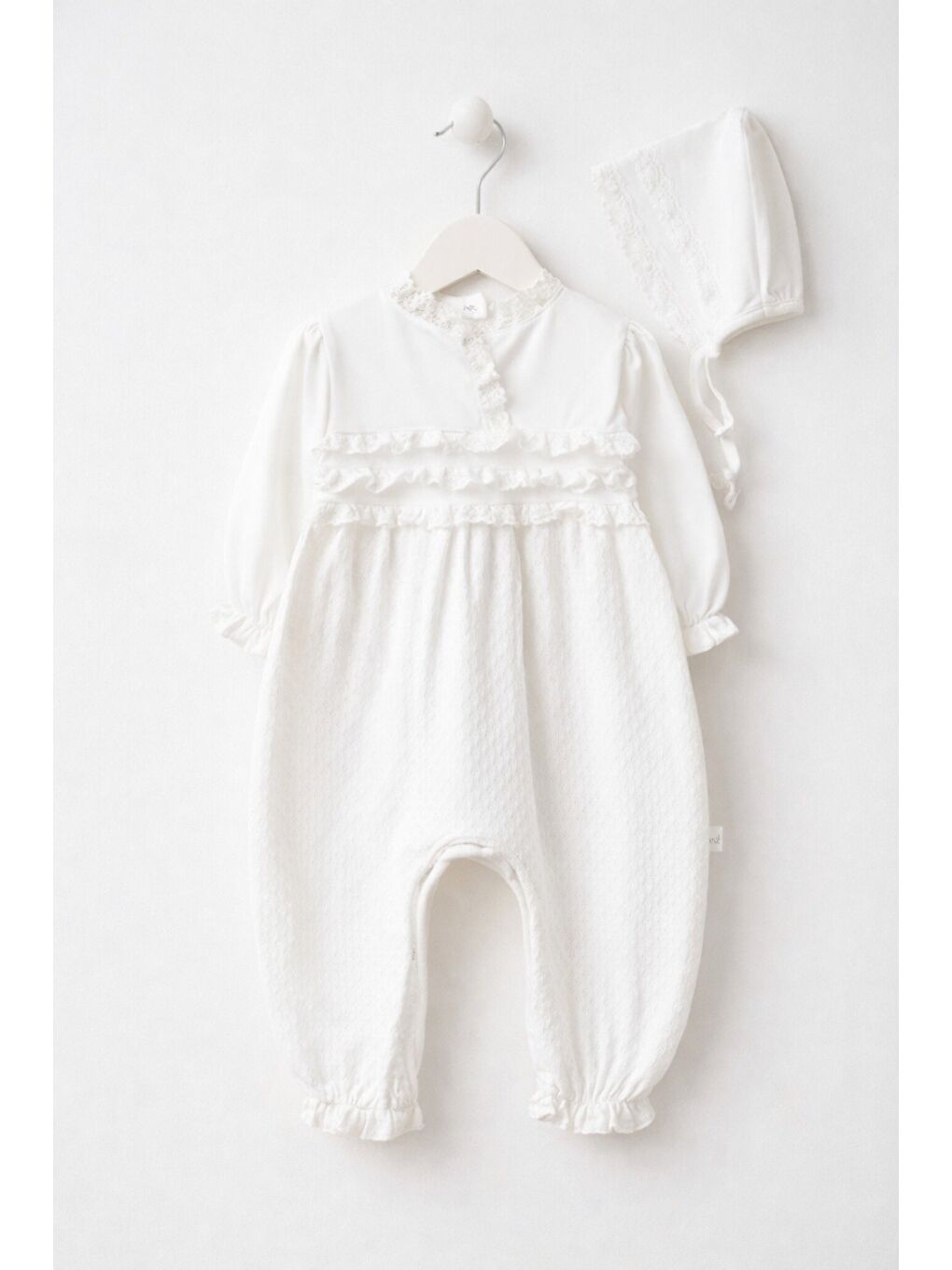 Beyaz Kız Bebek Lüz Kutulu Hediyelik 3 Parça Hastane Çıkış Seti Tulum Battaniye Şapka 0-3 ay-1