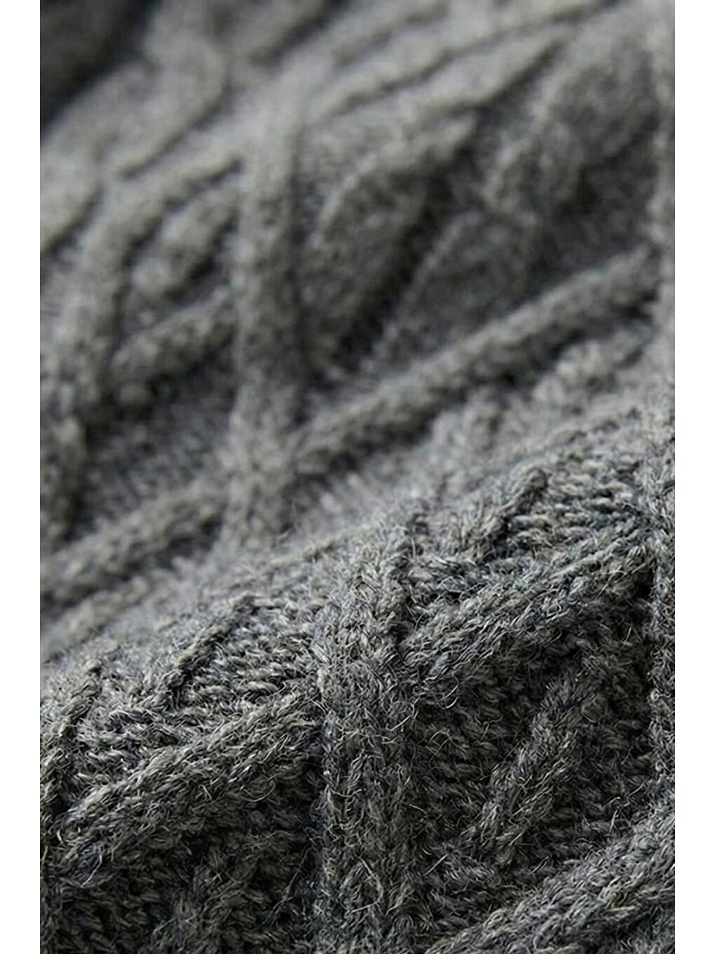 Antrasit Regular Fit Yünlü Desenli Tam Balıkçı Yaka Triko Kazak-2