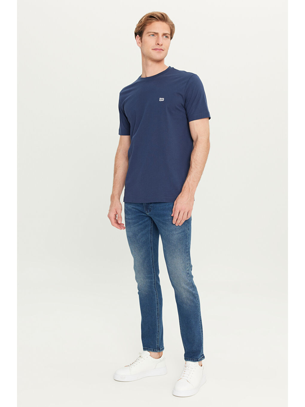 Regular Fit Normal Kesim Bisiklet Yaka Pamuklu Lacivert Tişört-2