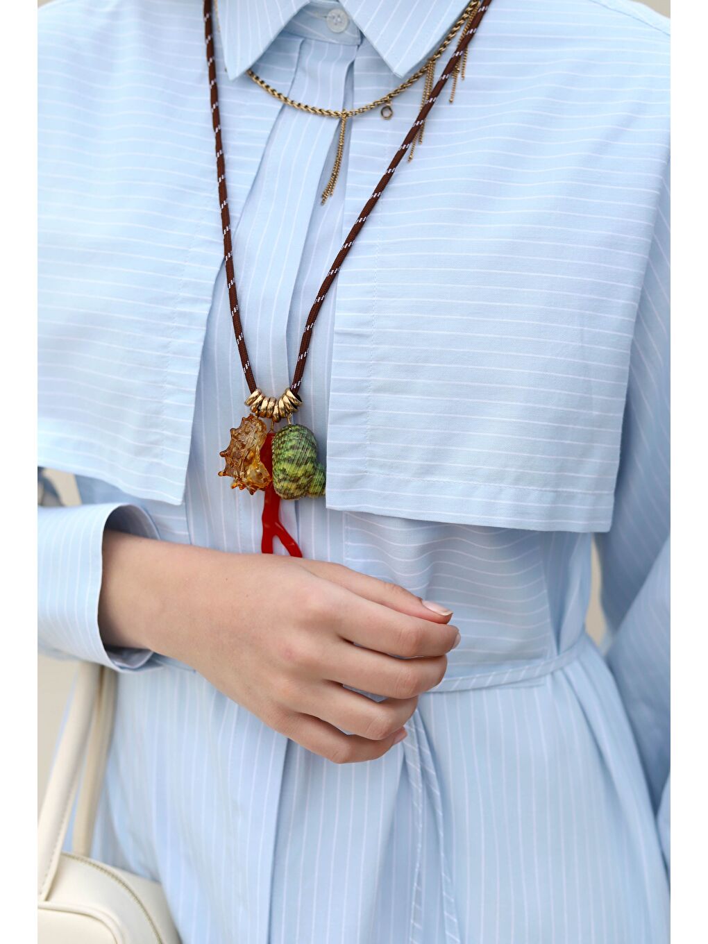 Rüzgarlıklı Uzun Gömlek Buz Mavi-4