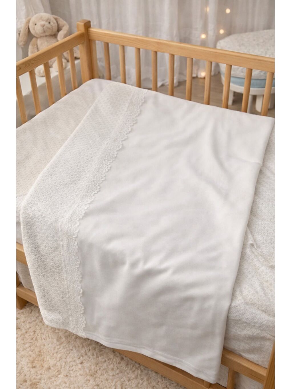 Beyaz Kız Bebek Lüz Kutulu Hediyelik 3 Parça Hastane Çıkış Seti Tulum Battaniye Şapka 0-3 ay-3