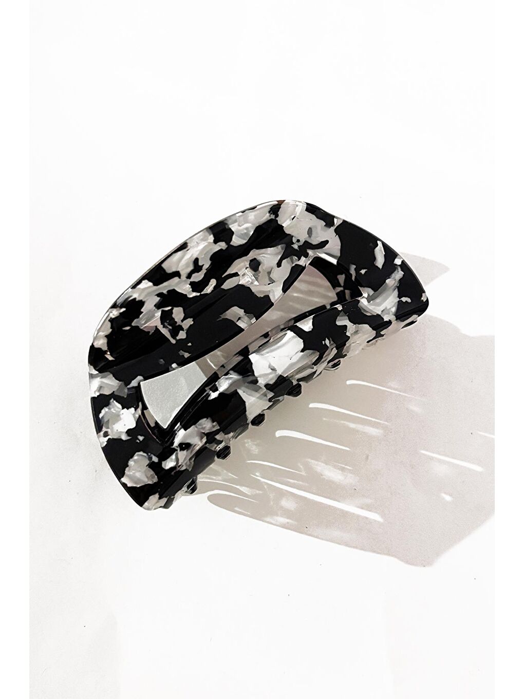 Siyah Diana Kaplumbağa Sırtı Lüks Asetat Geniş Pencereli Mandal Toka