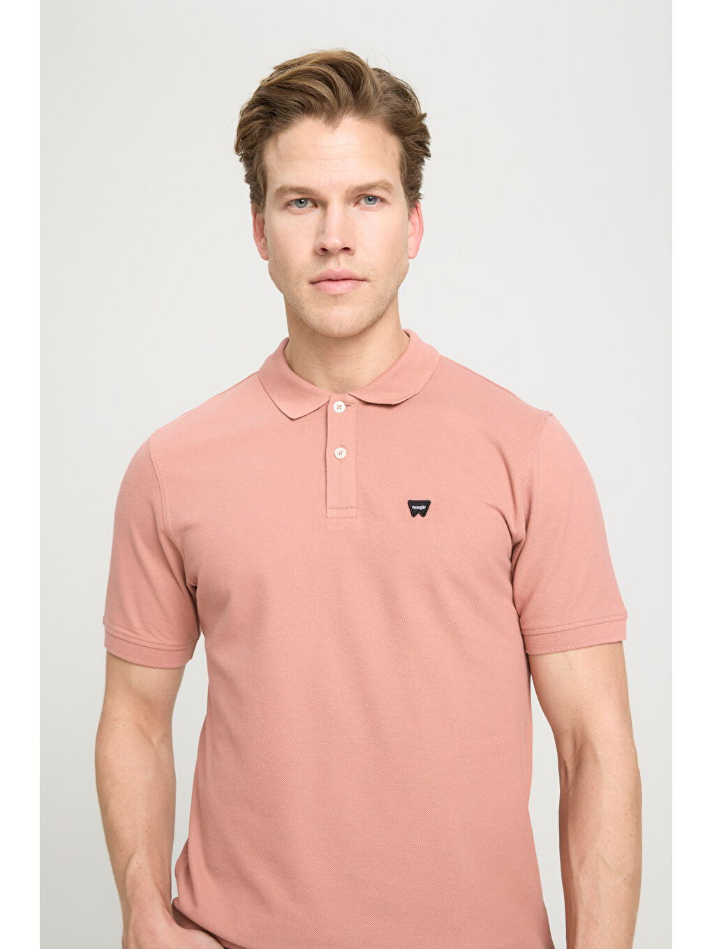 Pembe Regular Fit Normal Kesim Polo Yaka %100 Pamuk Gül Kurusu Tişört-1