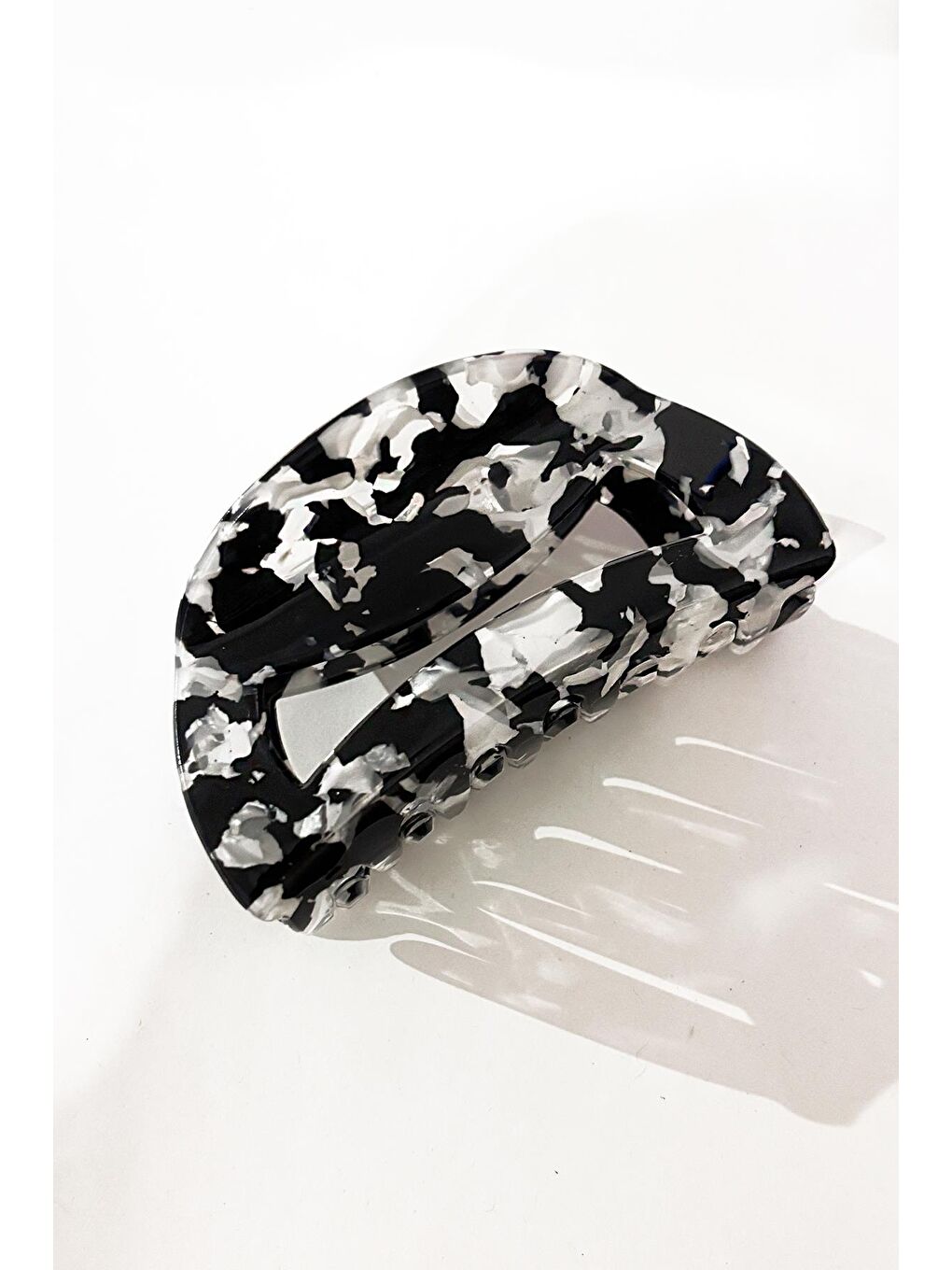 Siyah Diana Kaplumbağa Sırtı Lüks Asetat Geniş Pencereli Mandal Toka-1