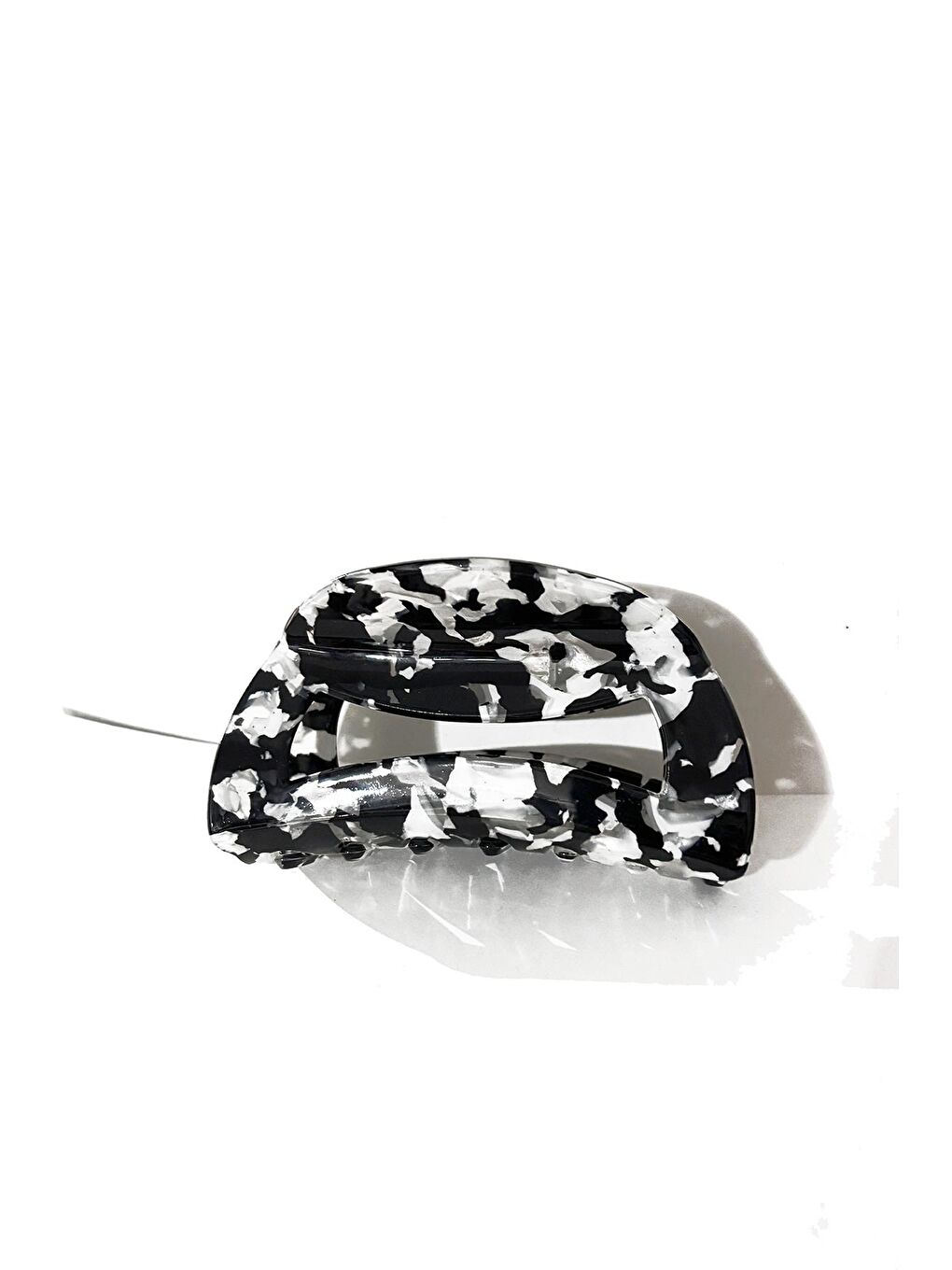 Siyah Diana Kaplumbağa Sırtı Lüks Asetat Geniş Pencereli Mandal Toka-2