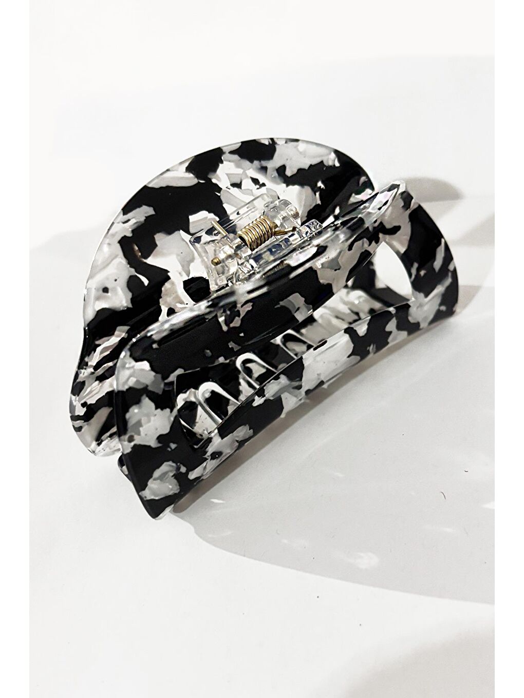 Siyah Diana Kaplumbağa Sırtı Lüks Asetat Geniş Pencereli Mandal Toka-3