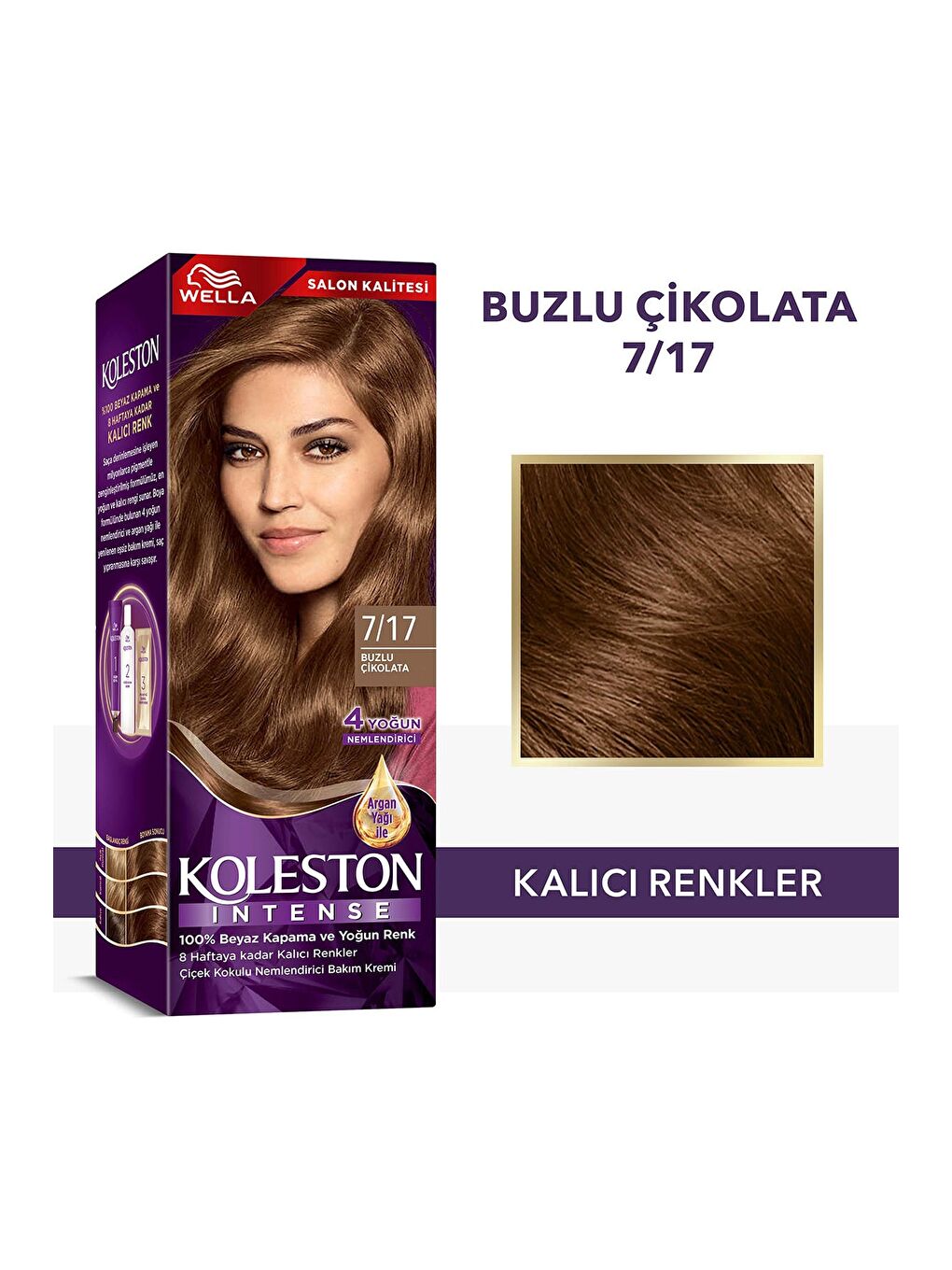 Wella Renksiz Koleston Intense Saç Boyası 7/17 Buzlu Çikolata - Salon Kalitesi