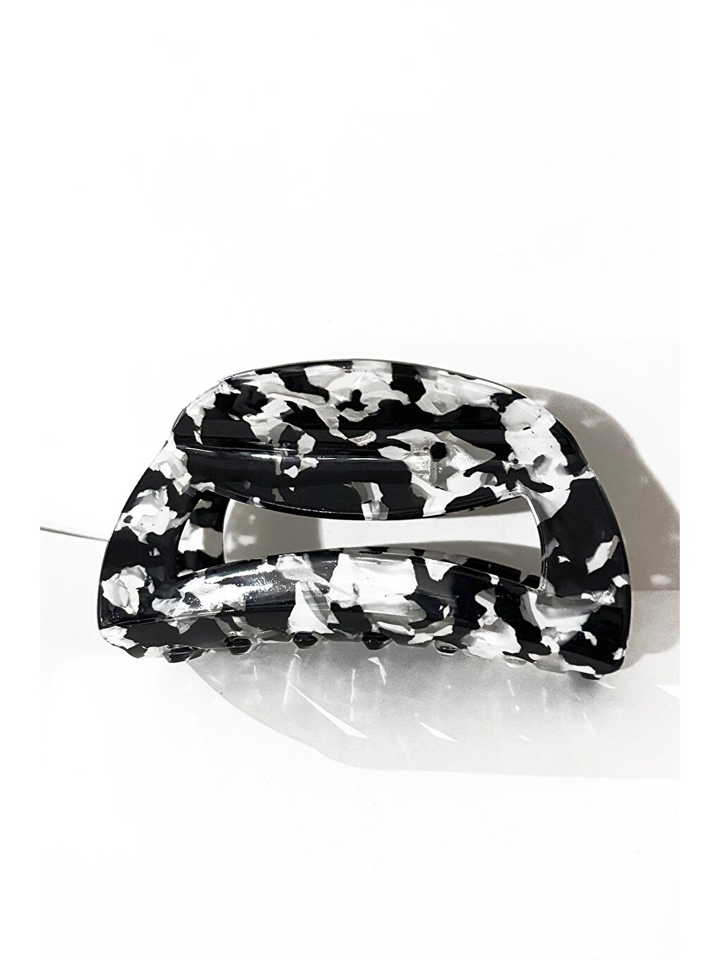 Siyah Diana Kaplumbağa Sırtı Lüks Asetat Geniş Pencereli Mandal Toka-5