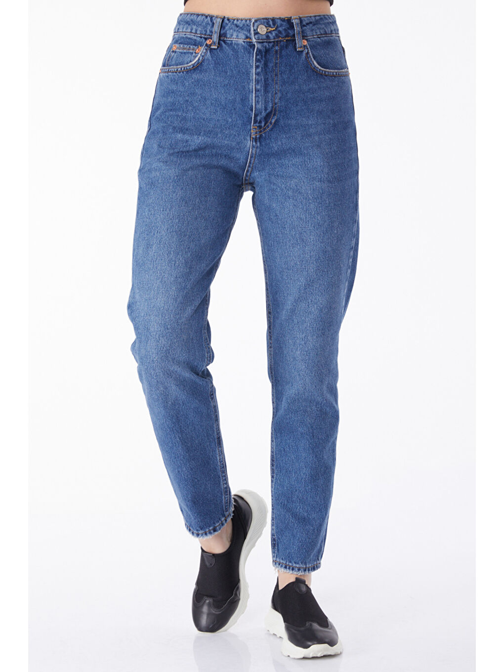 Mom Jeans Jean Pantolon Koyu Mavi   50009-1