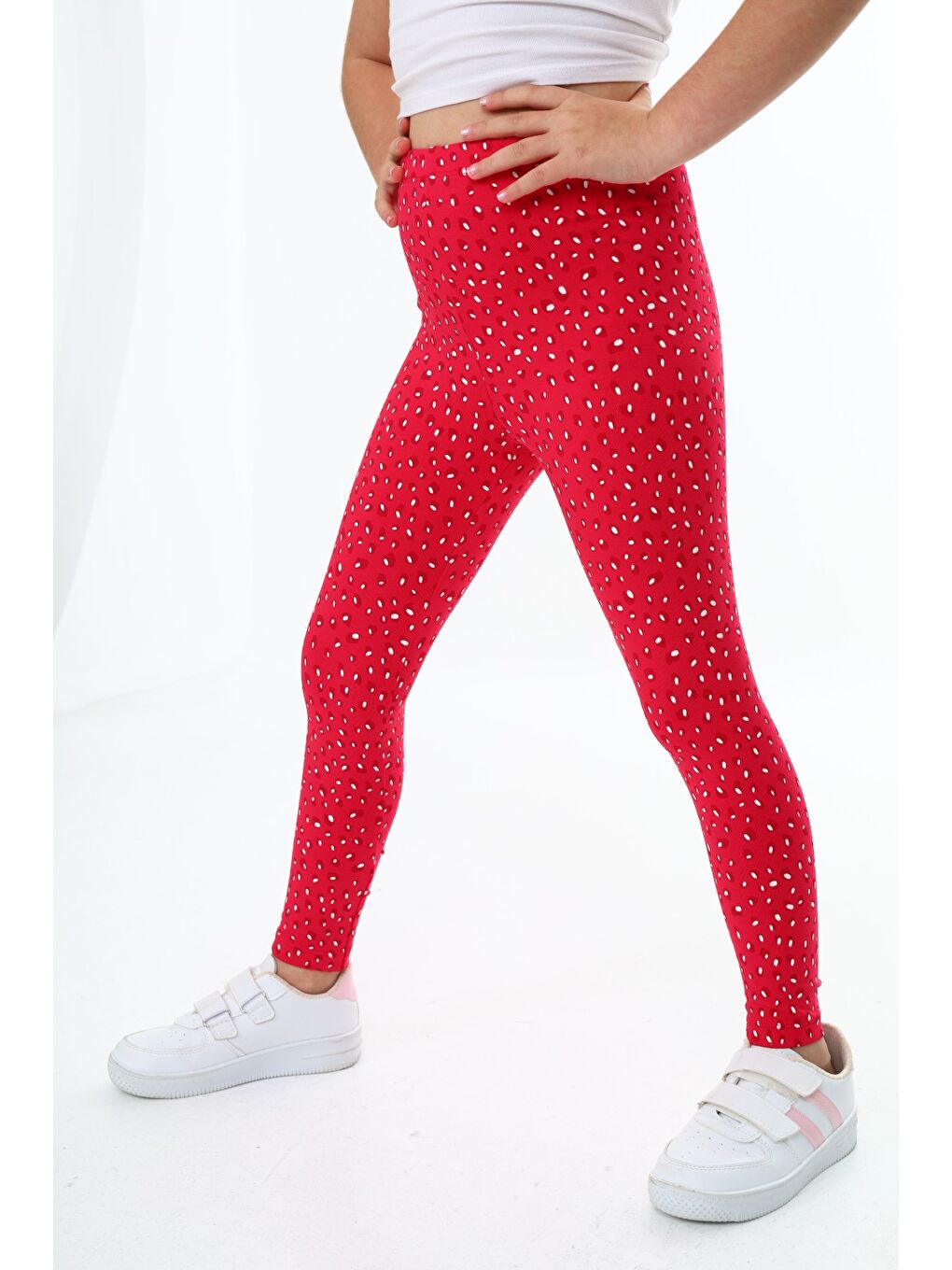 Fuşya Kız Çocuk Baskılı Tayt-1