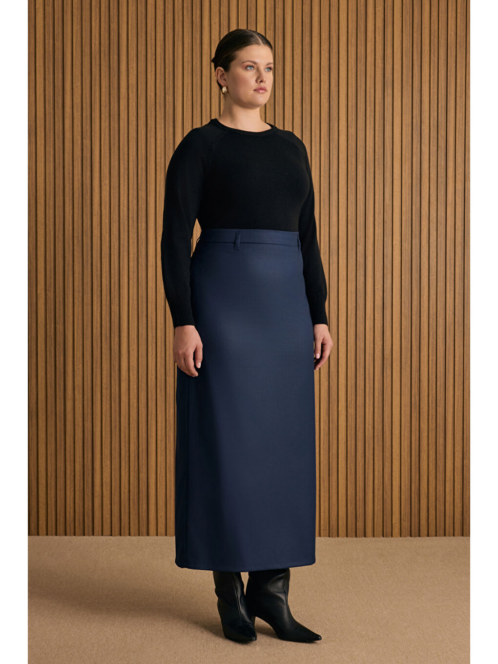Lacivert Klasik Etek-1