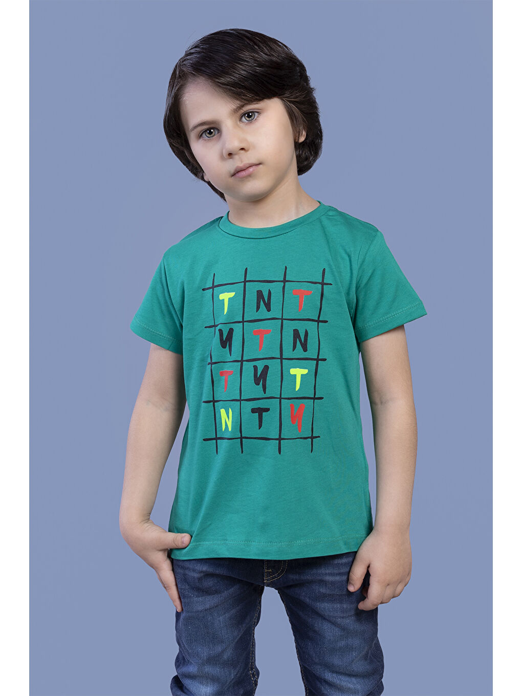Yeşil Erkek Çocuk Baskılı Tişört