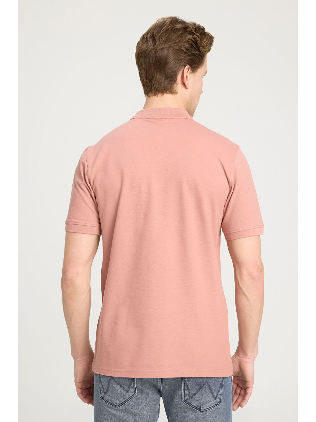 Pembe Regular Fit Normal Kesim Polo Yaka %100 Pamuk Gül Kurusu Tişört-4