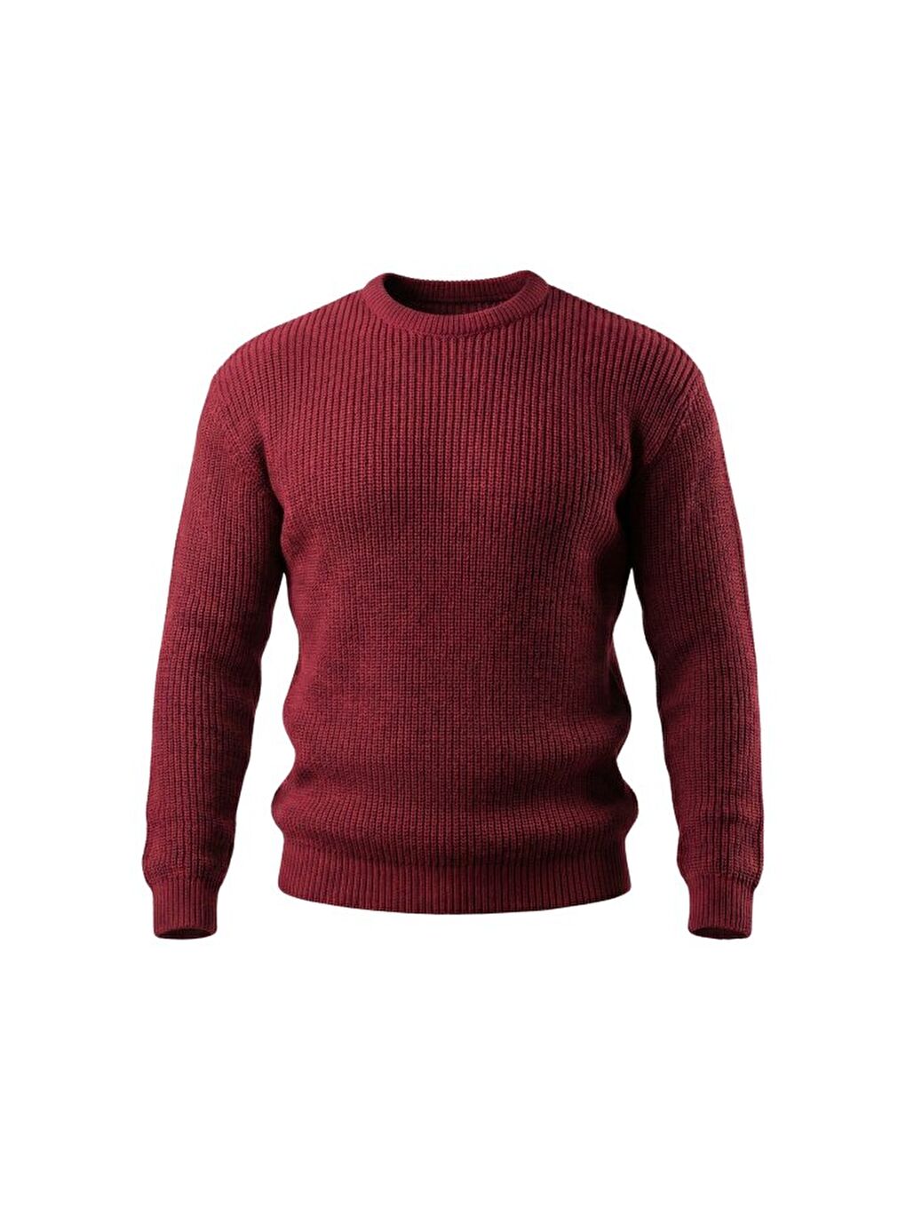 Bordo Erkek Bisiklet Yaka Örme Kazak-1