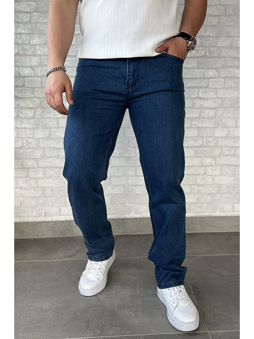 Mavi Erkek Fermuarlı Elastanlı Jean Pantolon