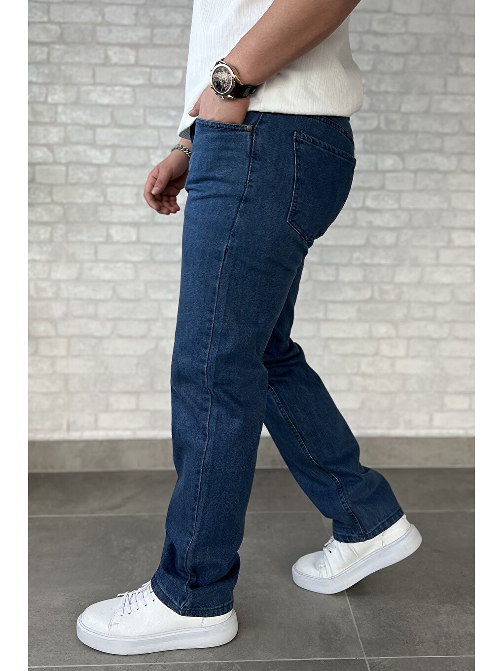 Mavi Erkek Fermuarlı Elastanlı Jean Pantolon-1