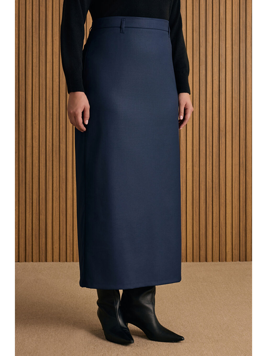 Lacivert Klasik Etek-3