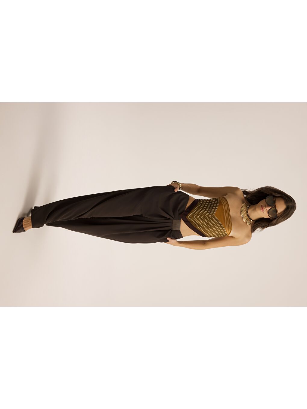 Kahverengi Loose Pile Detaylı Koyu Kahve Dökümlü Pantolon-1