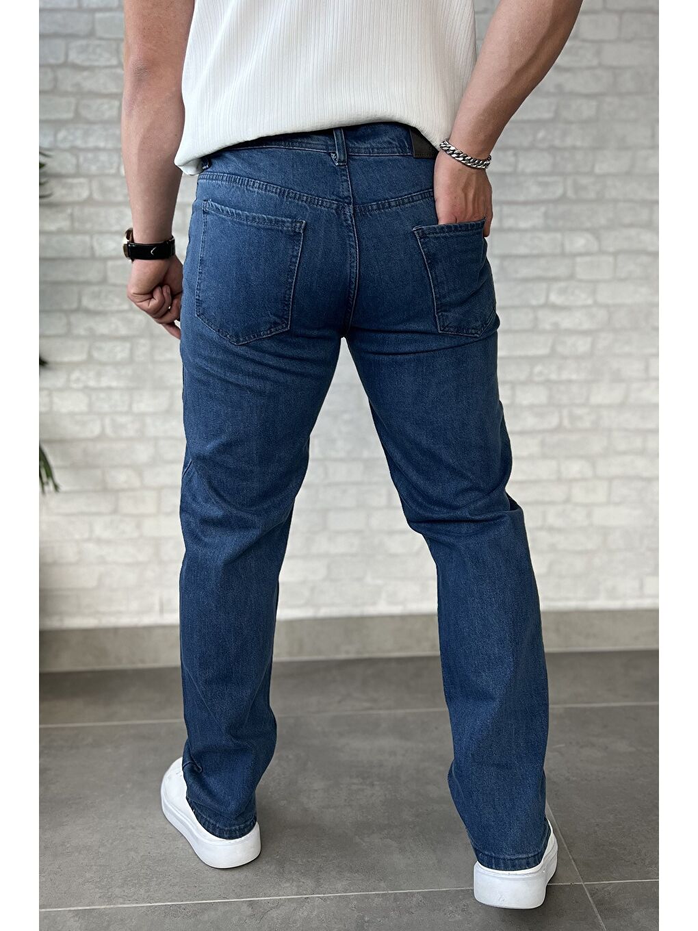 Mavi Erkek Fermuarlı Elastanlı Jean Pantolon-2