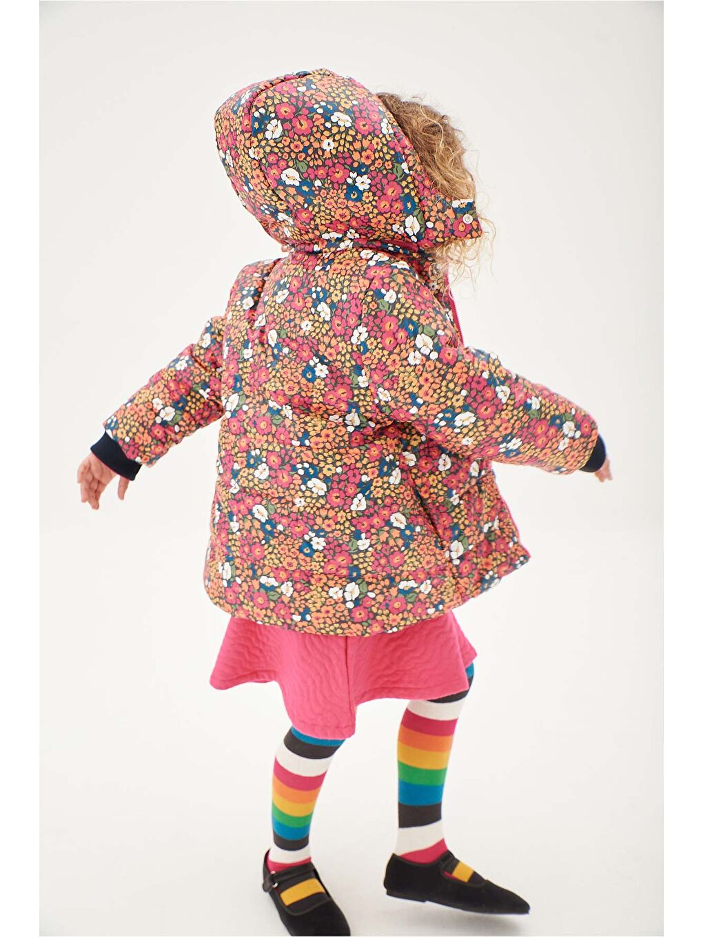 Pembe Kız Çocuk Mont Desenli-1