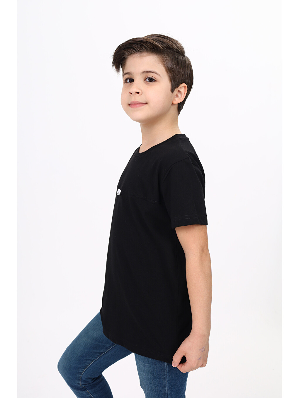 Siyah Erkek Çocuk Baskılı Tişört-1