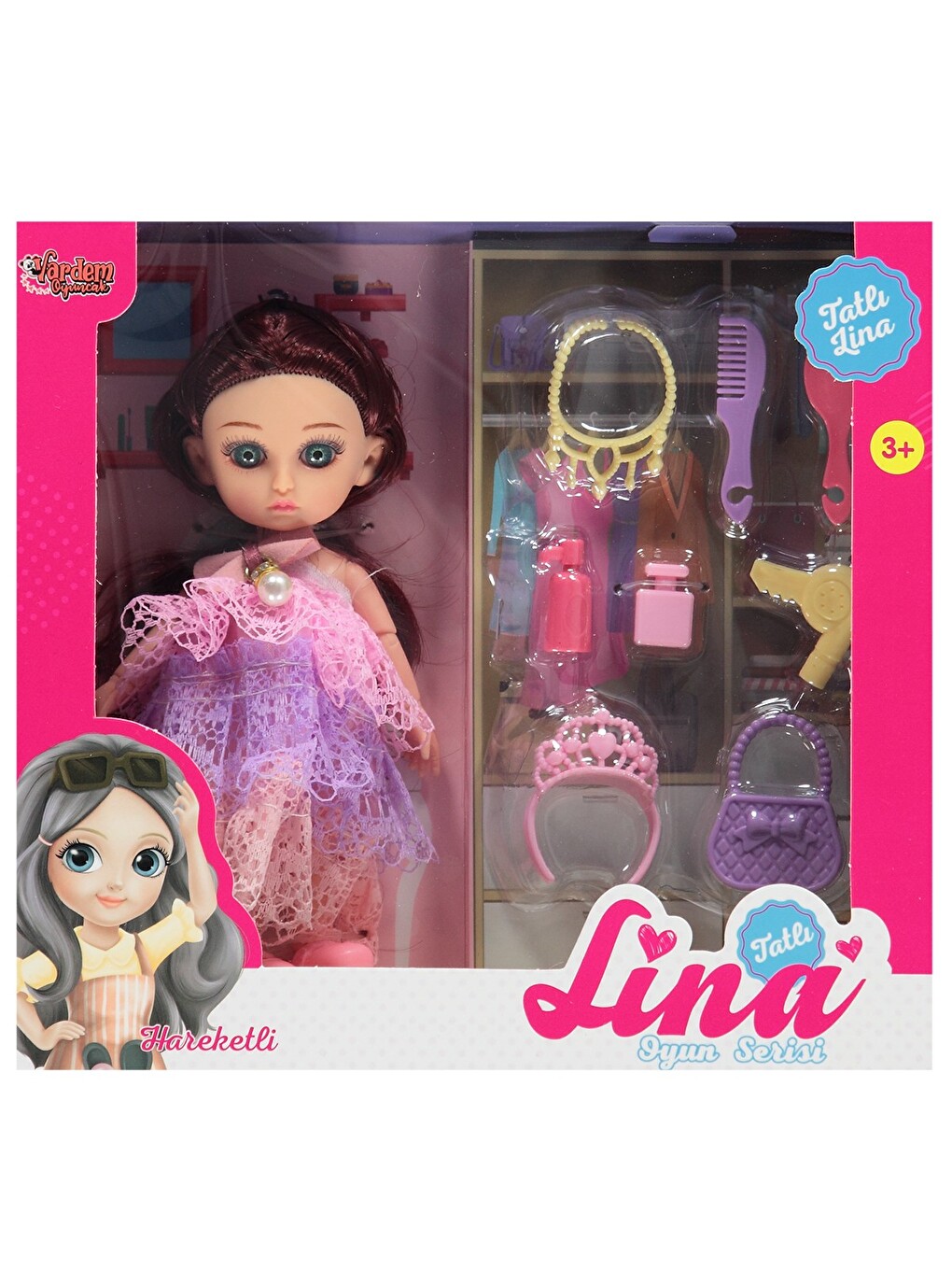 Oyuncak Kutulu Aksesuarlı Tatlı Lina Bebek - Lila