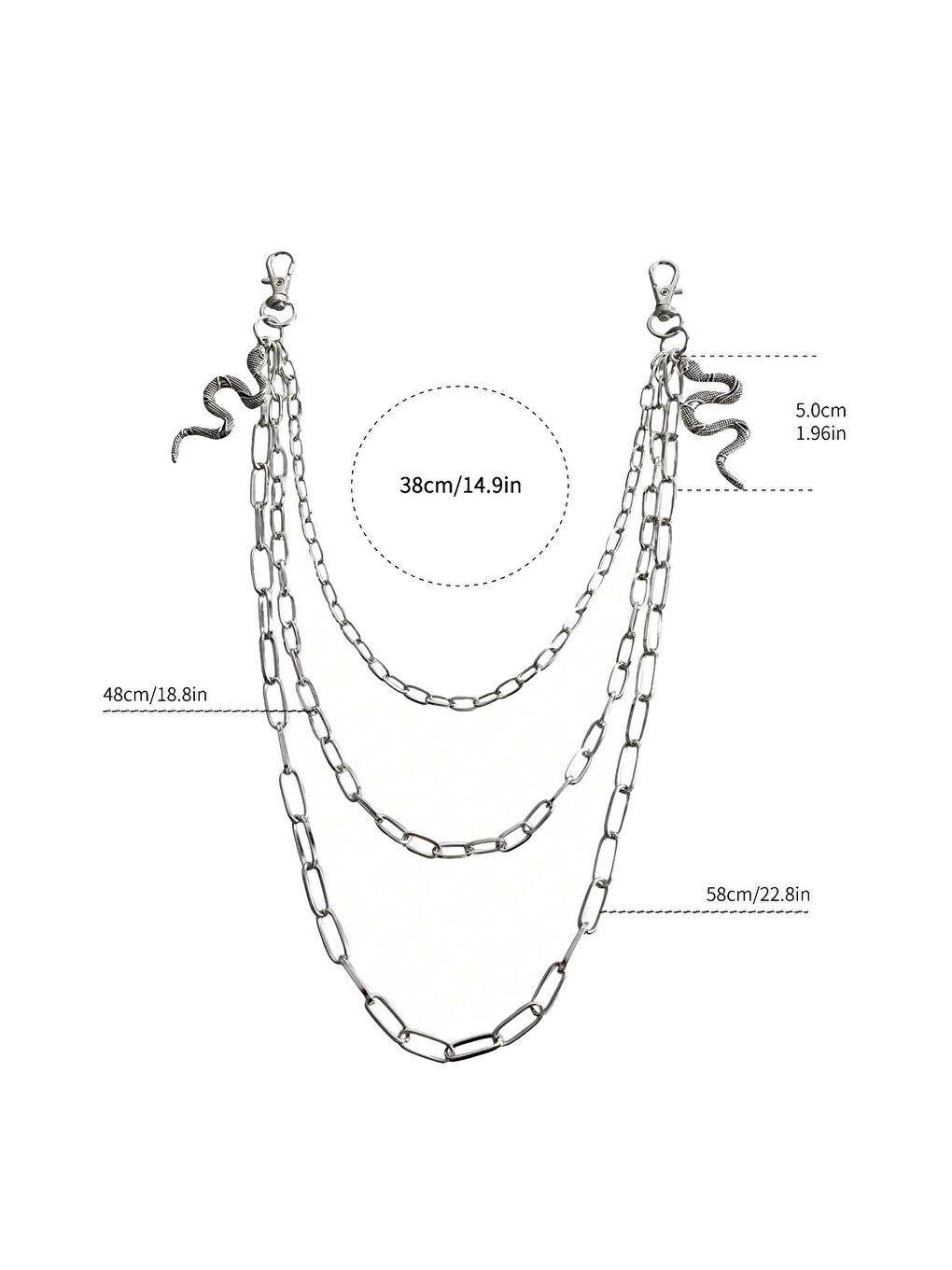 Gri Yılan Figürlü Zincir Bel Pantalon Aksesuarı-2