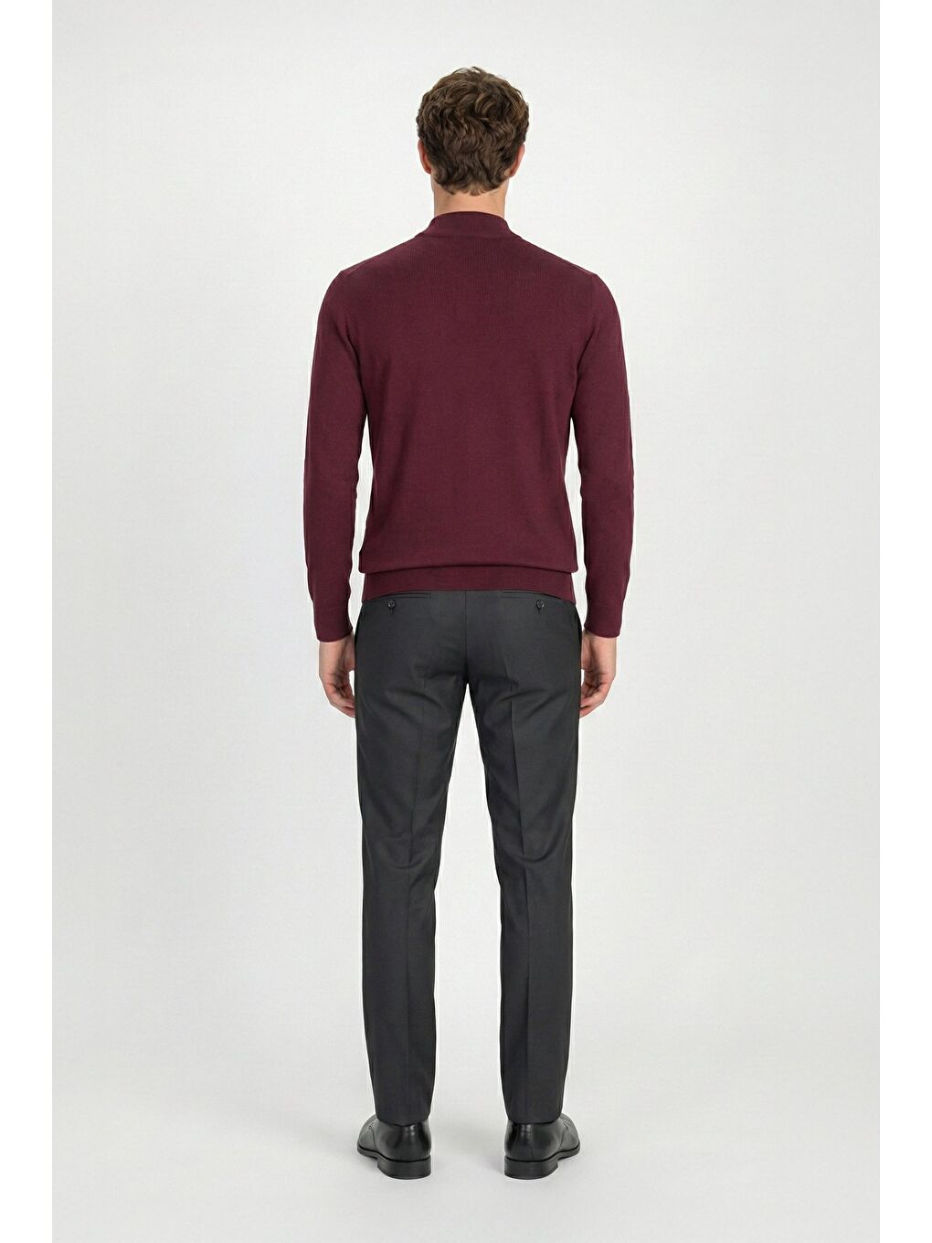 Yarim Balikçi Yaka Basİc Trİko Kazak Bordo-3