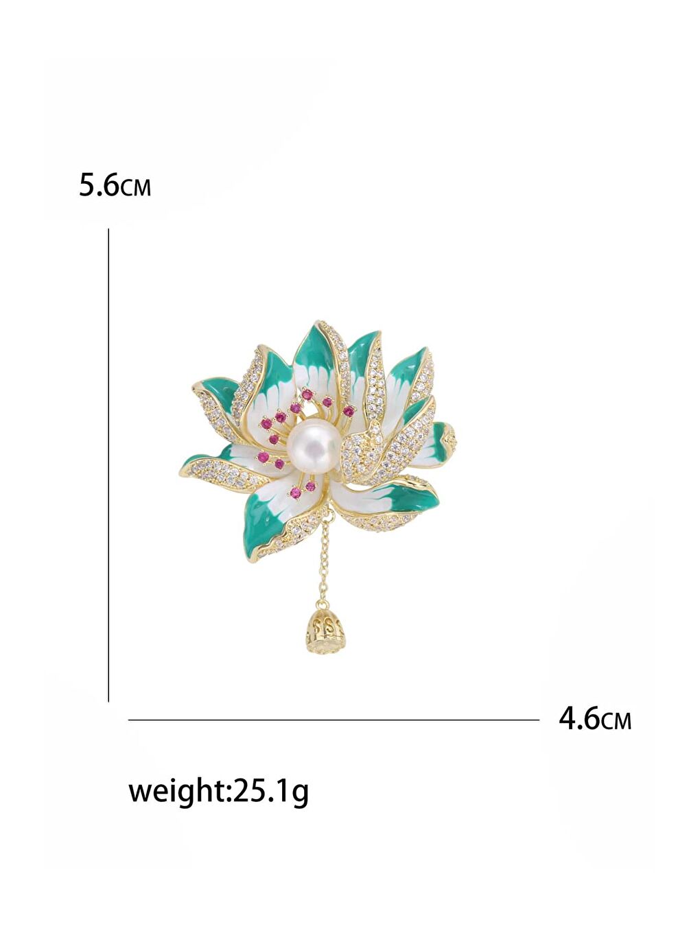 Sarı Zarif Taşlı ve Mineli Yaz Lotus Çiçeği Broş-7