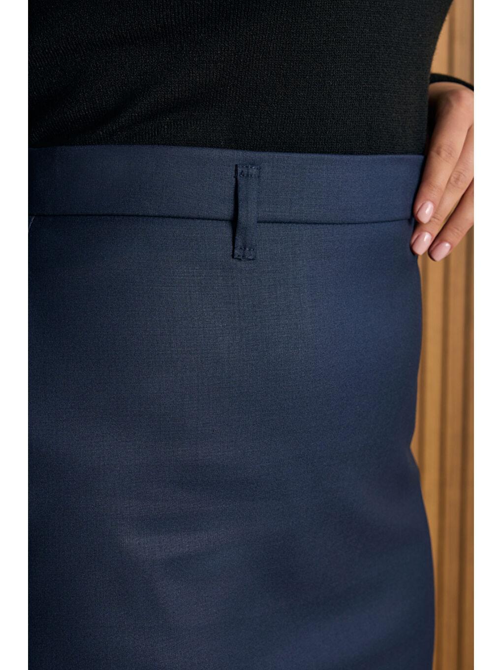 Lacivert Klasik Etek-4