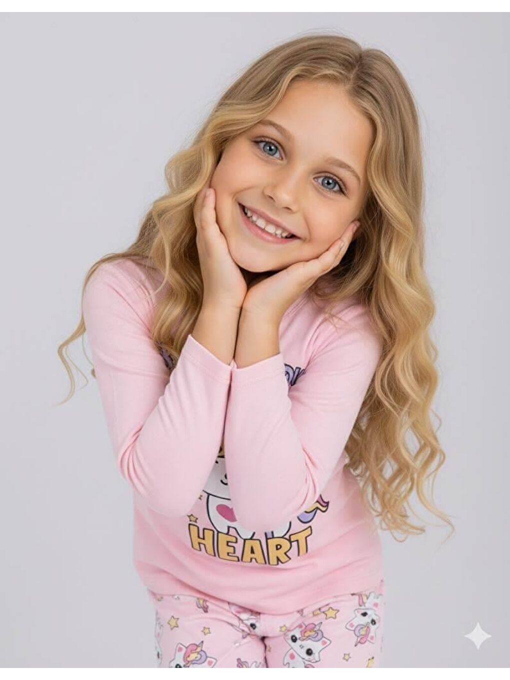 Pembe Kız Çocuk Uzun Kollu %100 Pamuklu Pijama Takımı Unicat-3