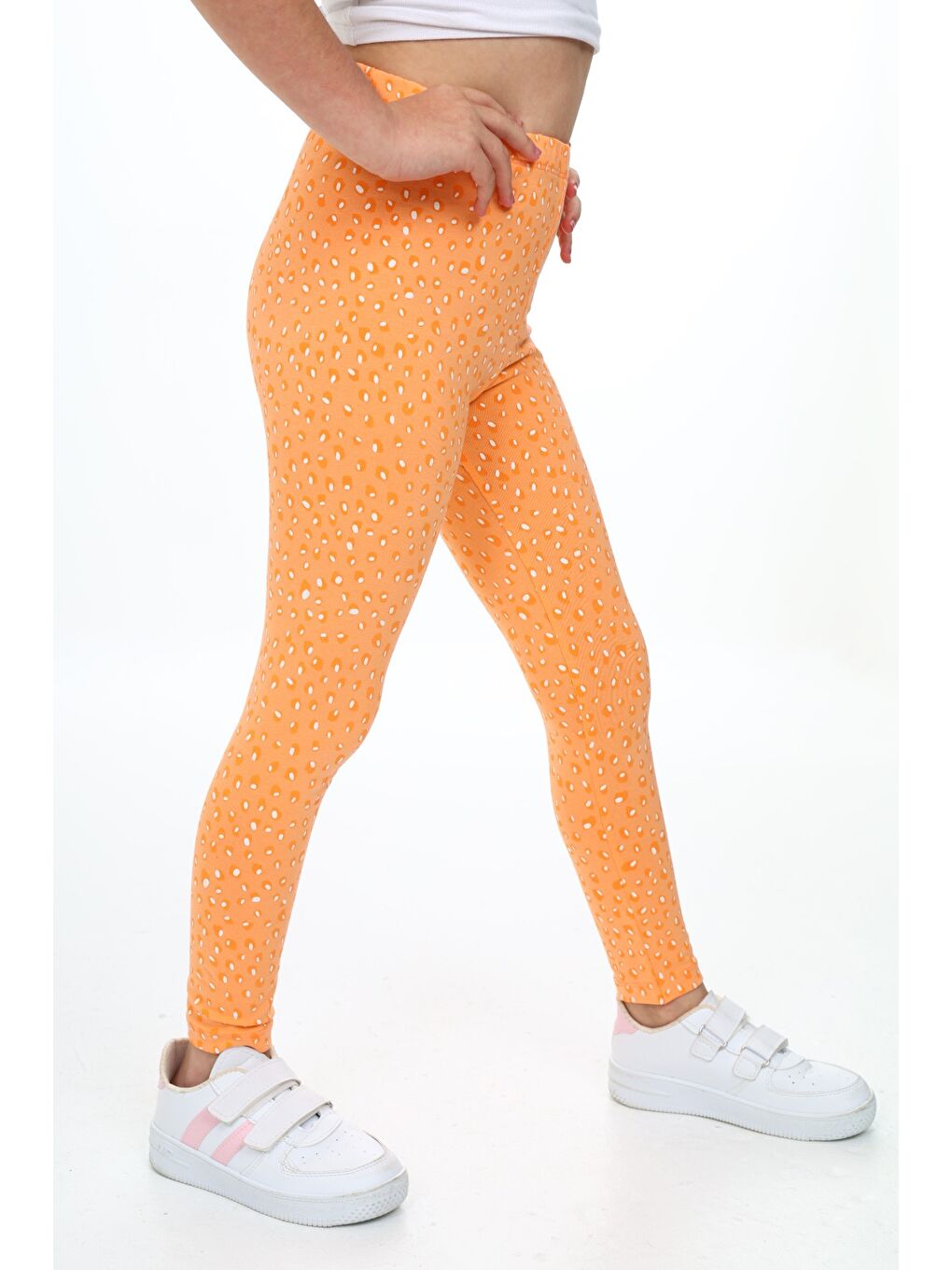 Turuncu Kız Çocuk Baskılı Tayt