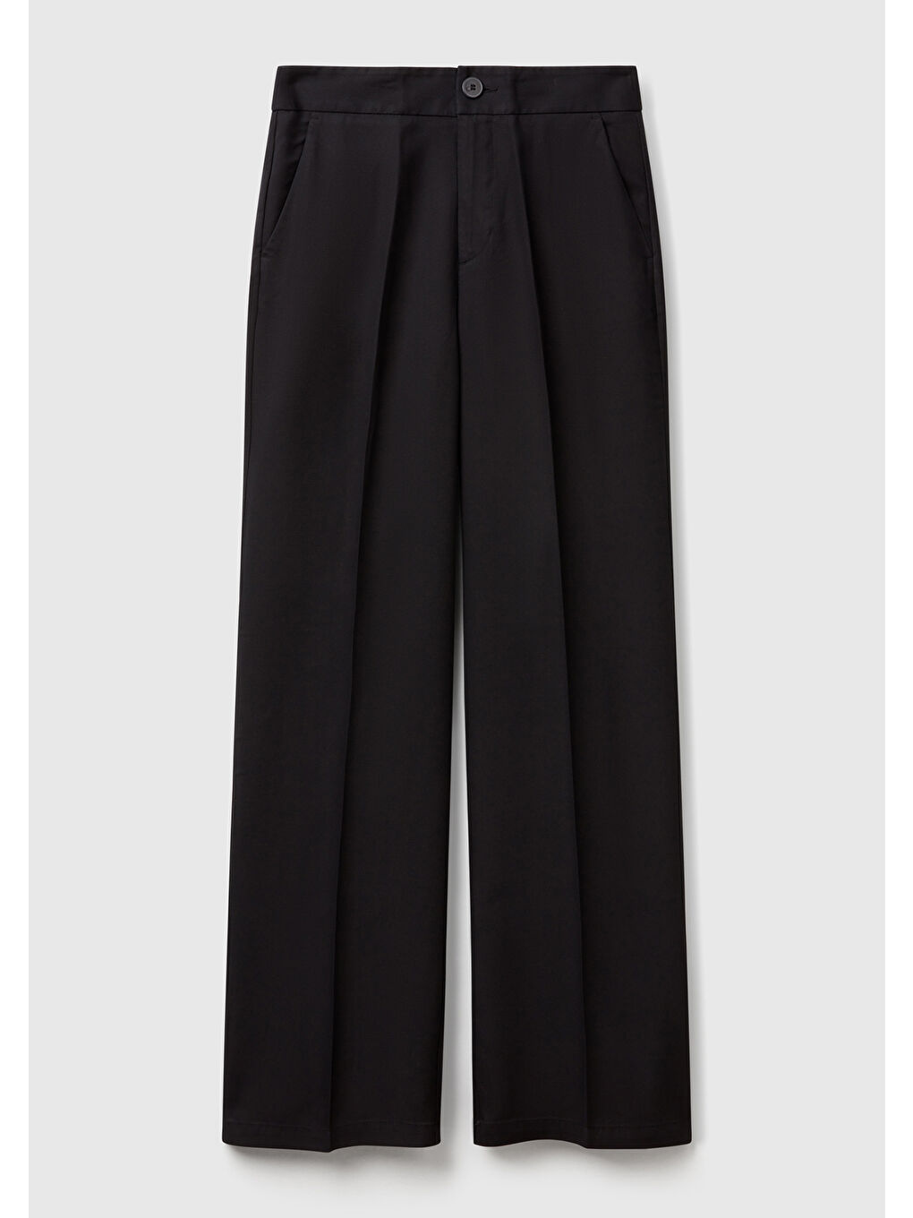 Kadın Siyah %100 Liyosel Beli Lastikli Düz Paça Pantolon-1