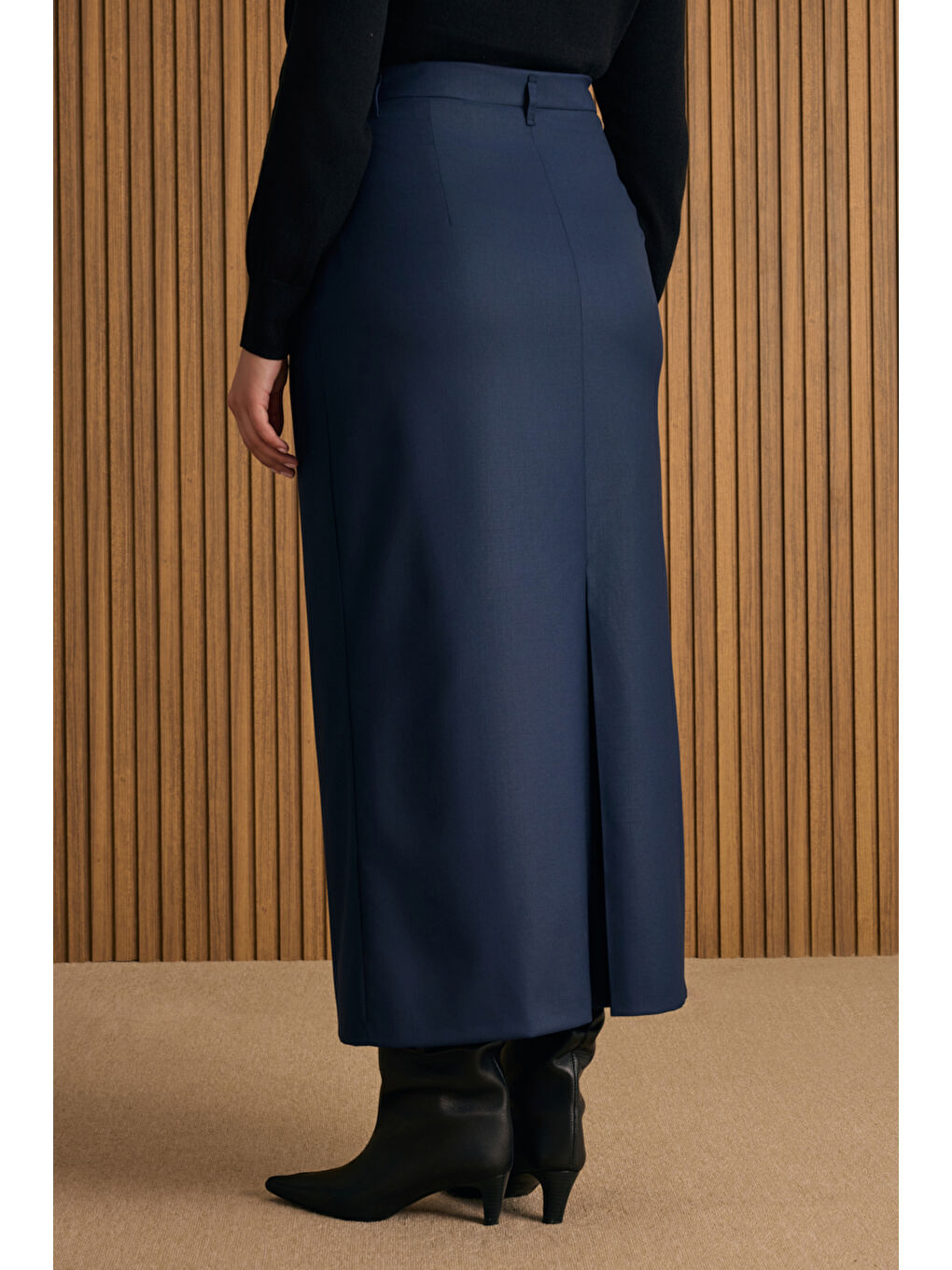 Lacivert Klasik Etek-5