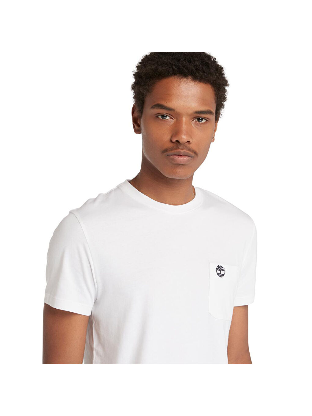 Dunstan River Chest Pocket Erkek Beyaz Yuvarlak Yaka Tişört-2