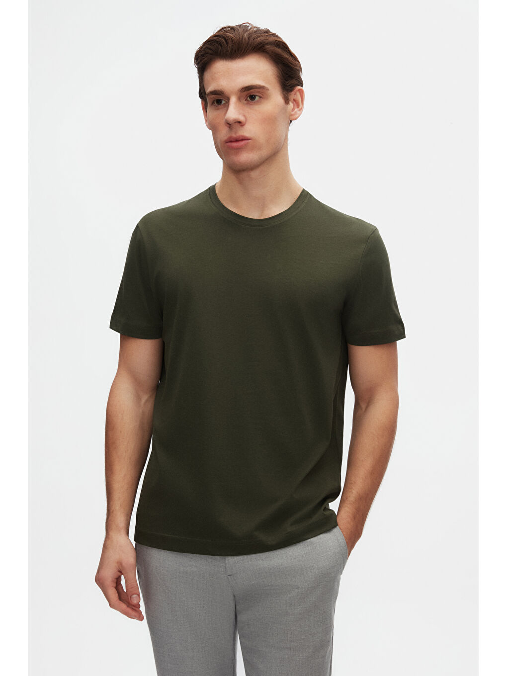 Relaxed Fit Haki %100 Pamuk T-Shirt