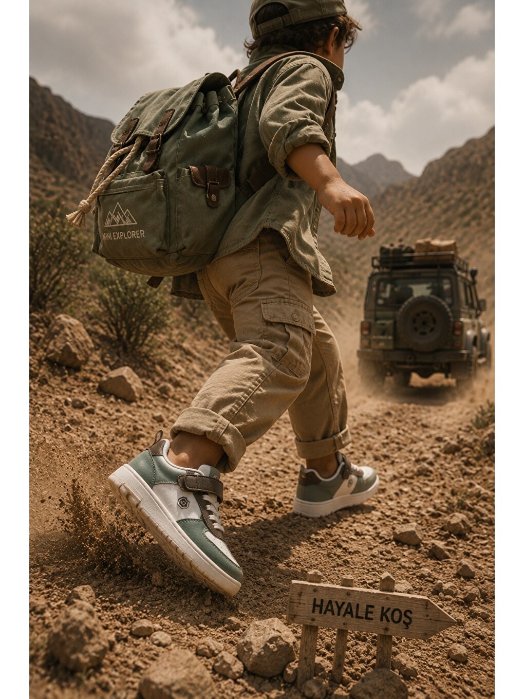 Yeşil SNYDER Cırtlı ve Bağcıklı Günlük Çocuk Sneaker Spor Ayakkabı-3