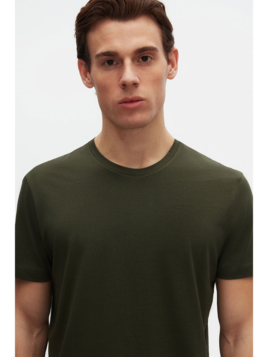 Relaxed Fit Haki %100 Pamuk T-Shirt-1