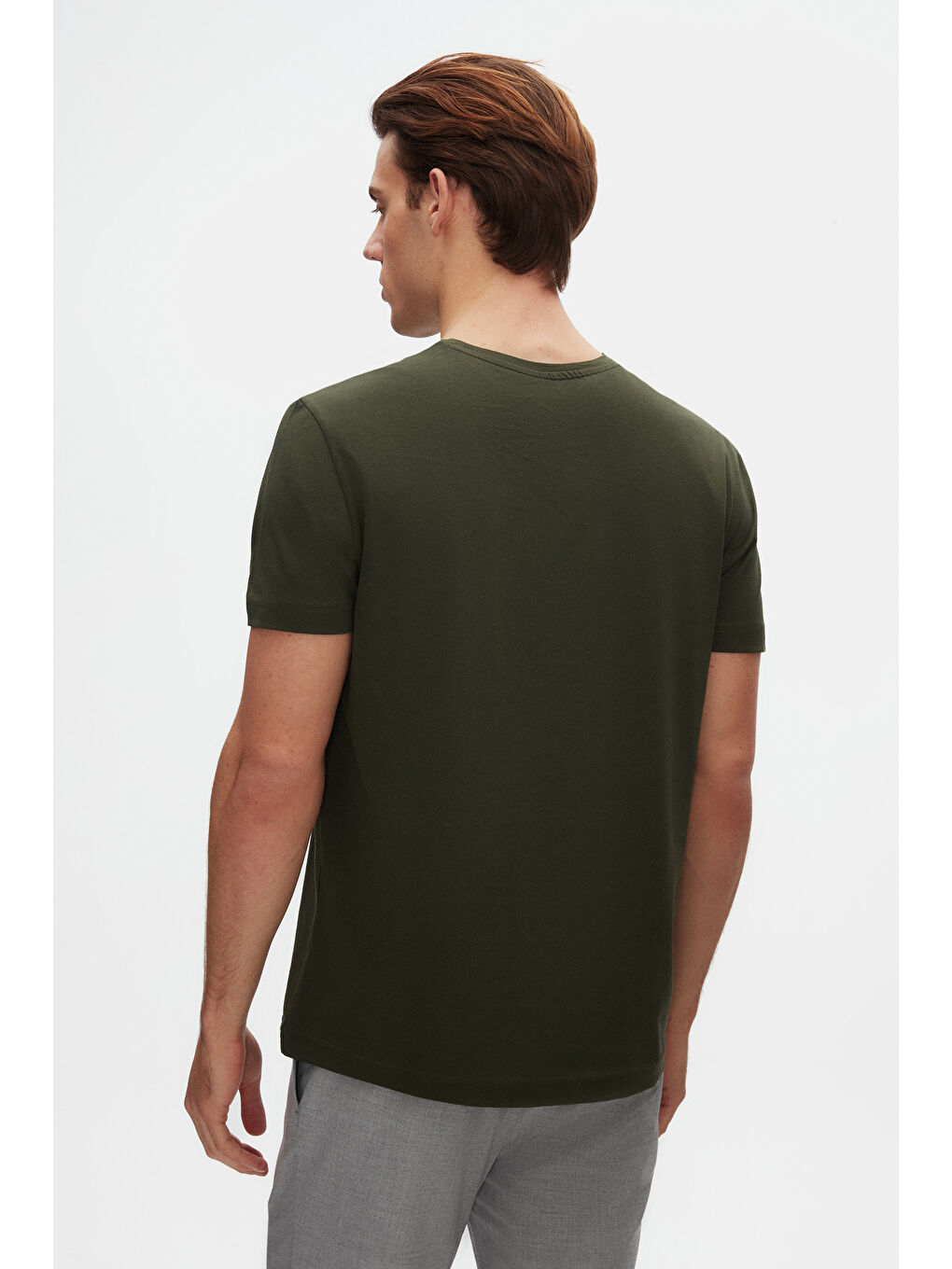 Relaxed Fit Haki %100 Pamuk T-Shirt-2