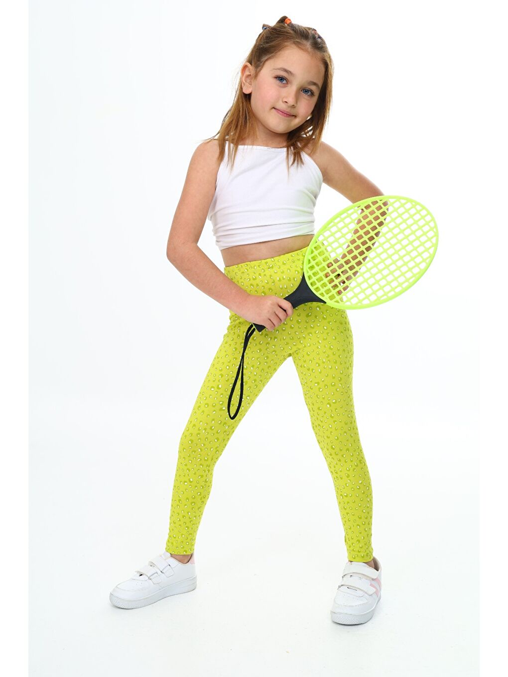 Yeşil Kız Çocuk Baskılı Tayt-2