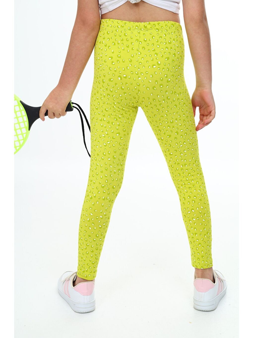 Yeşil Kız Çocuk Baskılı Tayt-3