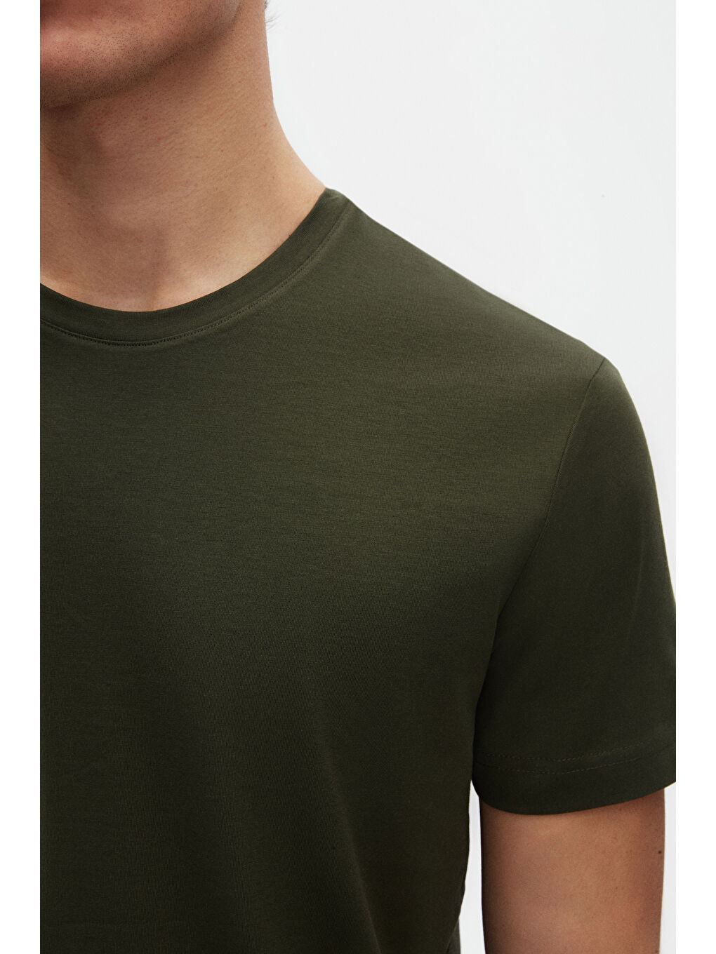 Relaxed Fit Haki %100 Pamuk T-Shirt-5