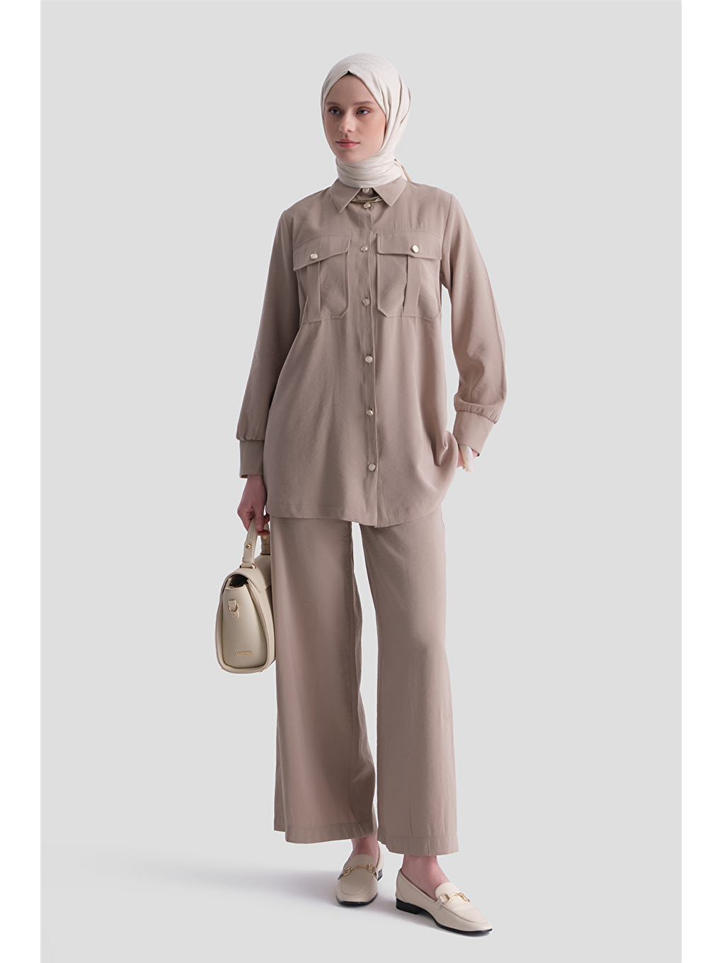 Cep Detaylı Basic Takım Bej-2