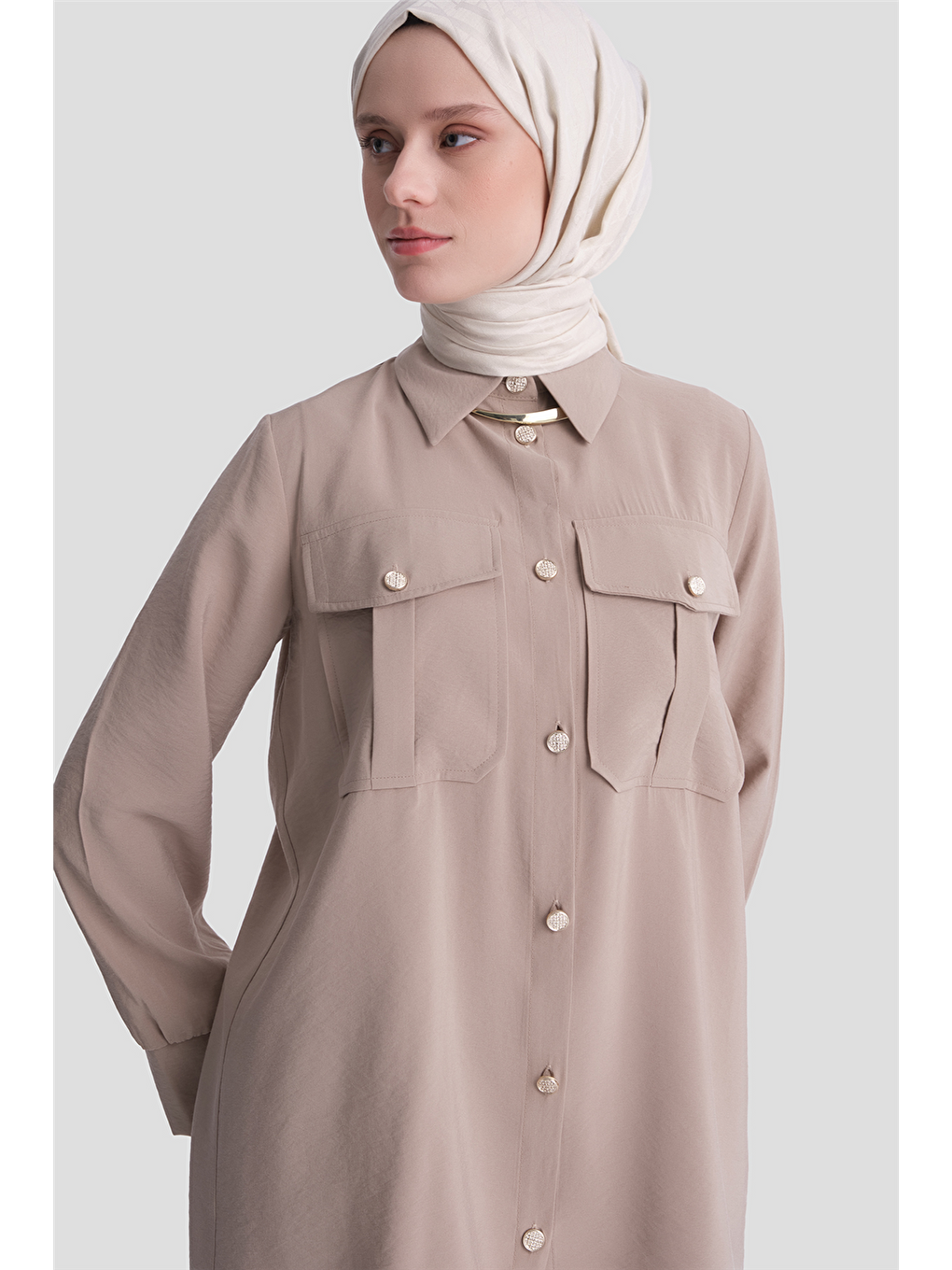 Cep Detaylı Basic Takım Bej-3