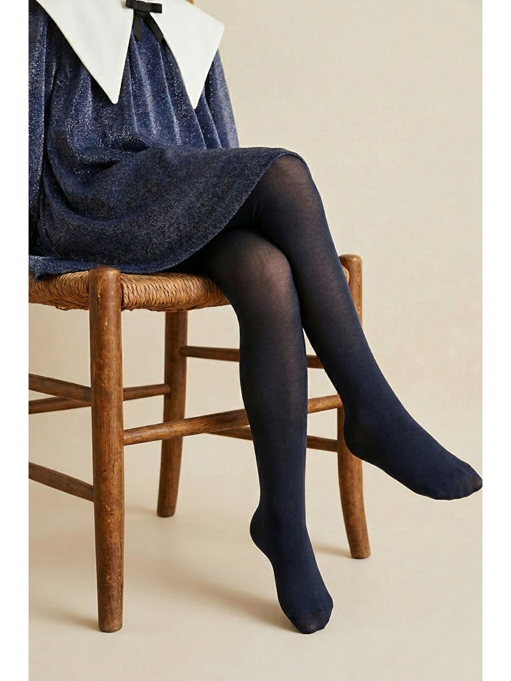 Lacivert Kız Çocuk Muz Külotlu Çorap-1