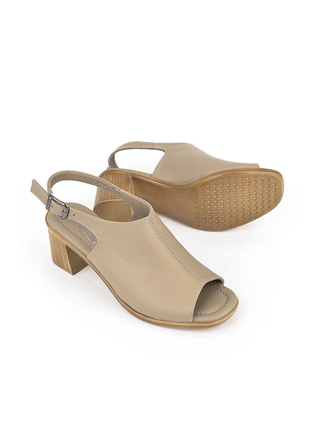 Kadın Hakiki Deri Topuklu Sandalet 1511020Z2212 Bej-3