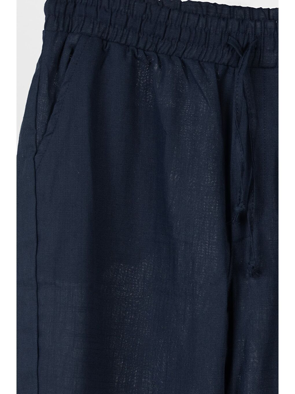 Erkek Lacivert Normal Kesim Regular Fit %100 Pamuk Yan Cep Bel Lastikli Pantolon-3